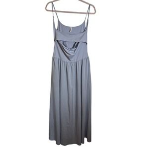 Halara Light Blue Breezeful Side Pocket Flowy Flare Maxi Slip Dress Size Lage